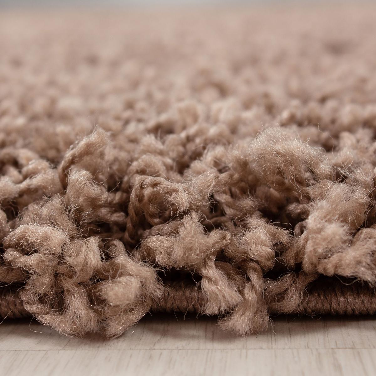 Tapis poils longs shaggy 240x340 rectangle tissé mocca motif uni UNI L - 3