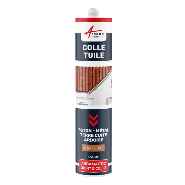 Mastic Colle Tuiles Polyuréthane Hybride: ARCAMASTIC JOINT ET COLLE Terre Cuite - 290 ml x 1 - ARCANE INDUSTRIES