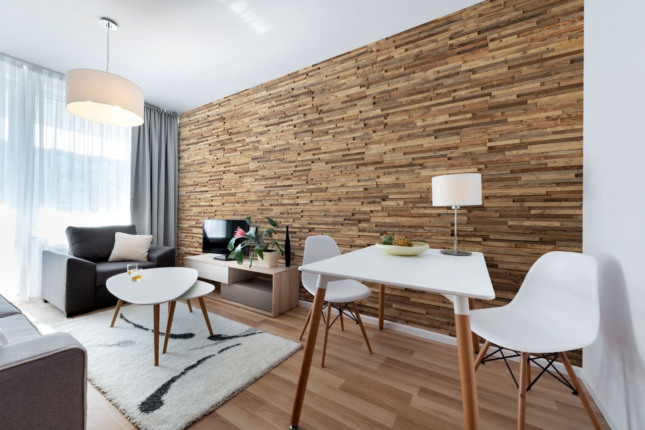 Plaquette de parement en bois effet 3D A PRIORI - Bois récupéré - 72 x 10cm - 14 panneaux - 1m² - 4