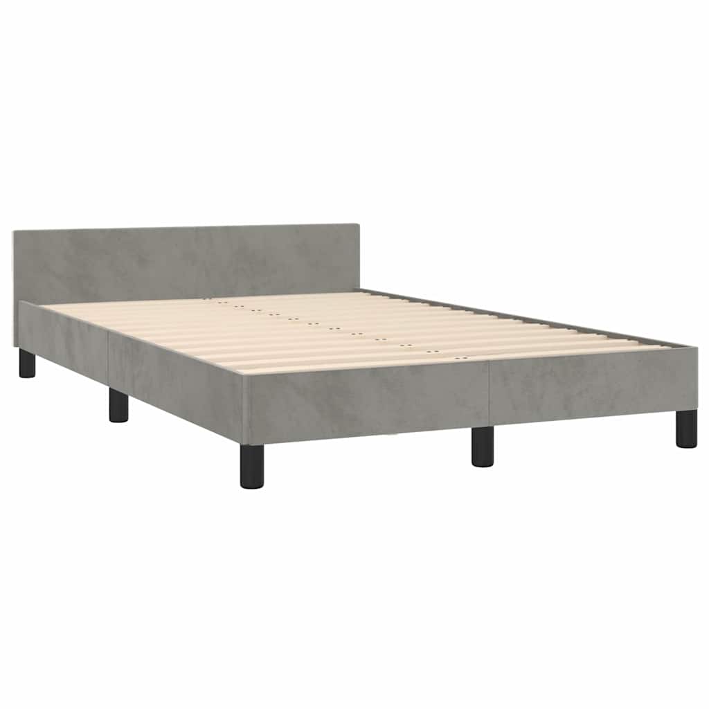 Cadre de lit sans matelas, en velours, gris clair, pour la chambre, 120 × 200 cm - 4