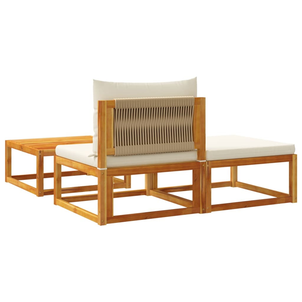 Maison Exclusive - Ensemble de canapés de jardin 3 pièces avec coussins, bois d'acacia et corde, - 6
