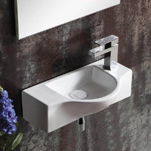 Lave Main Rectangulaire Sans trop Plein - Céramique - 45x25 cm - Arum