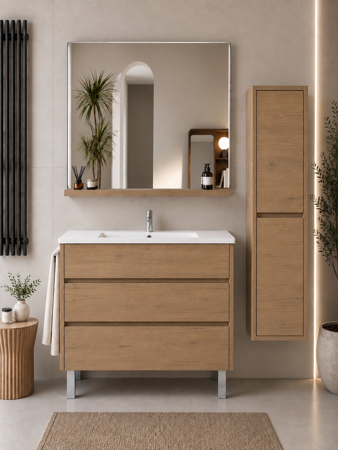 Mobilier de baie cu lavoar ORIGENBATH IMPERIA fără oglindă 60x35 cm estepa cu coloană