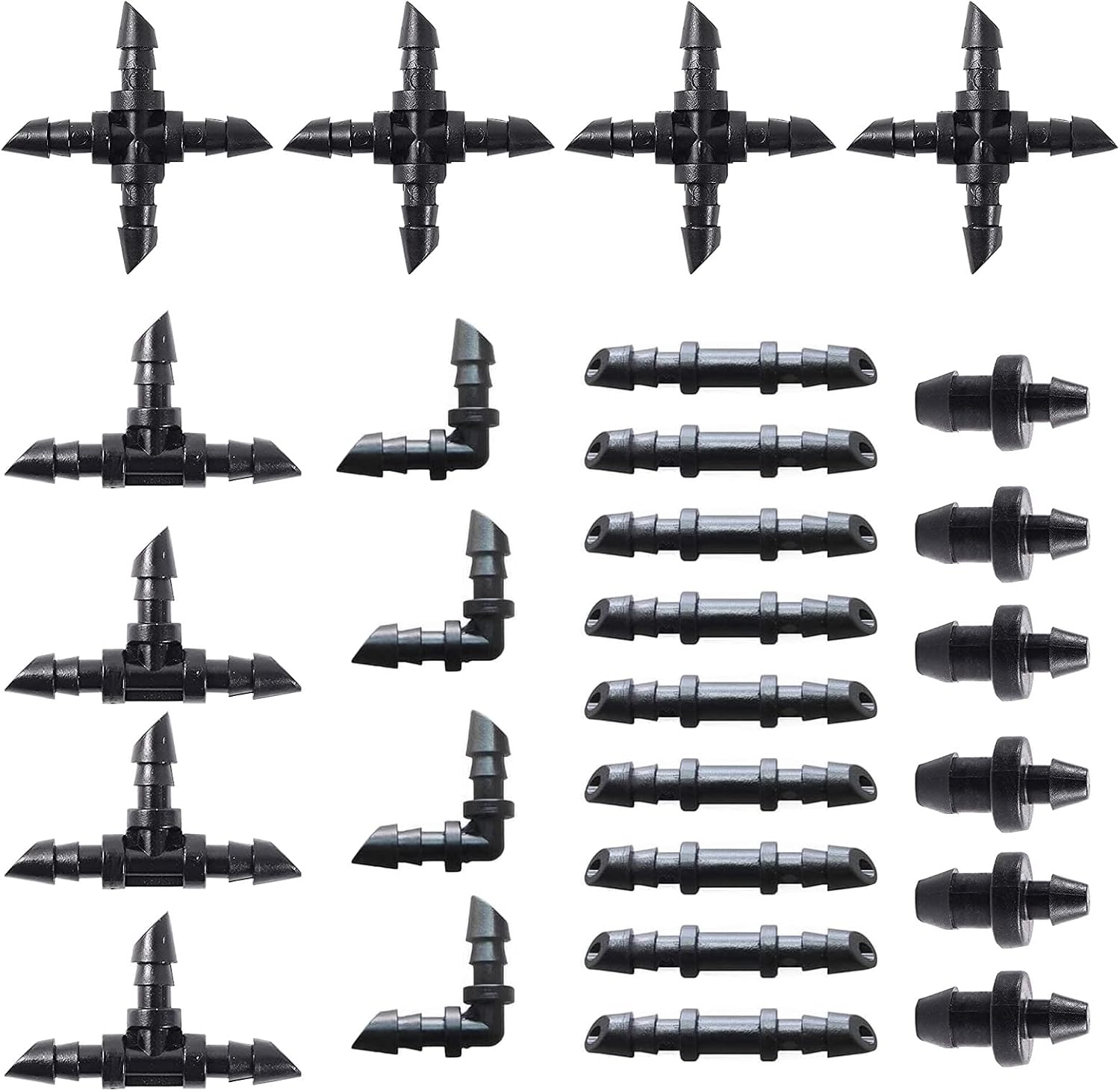130 szt. Złączki do rur z tworzywa sztucznego, zestaw złączek do nawadniania rur, złączki trójnikowe do nawadniania kropelkowego