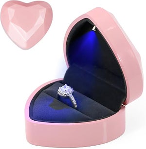 GBYAN Scatola per Anelli in Velluto con Luce LED Ring Box per Proposte
