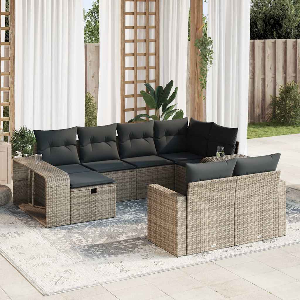 Salon bas de jardin en Rattan synthétique Gris 13 personnes | Leroy Merlin