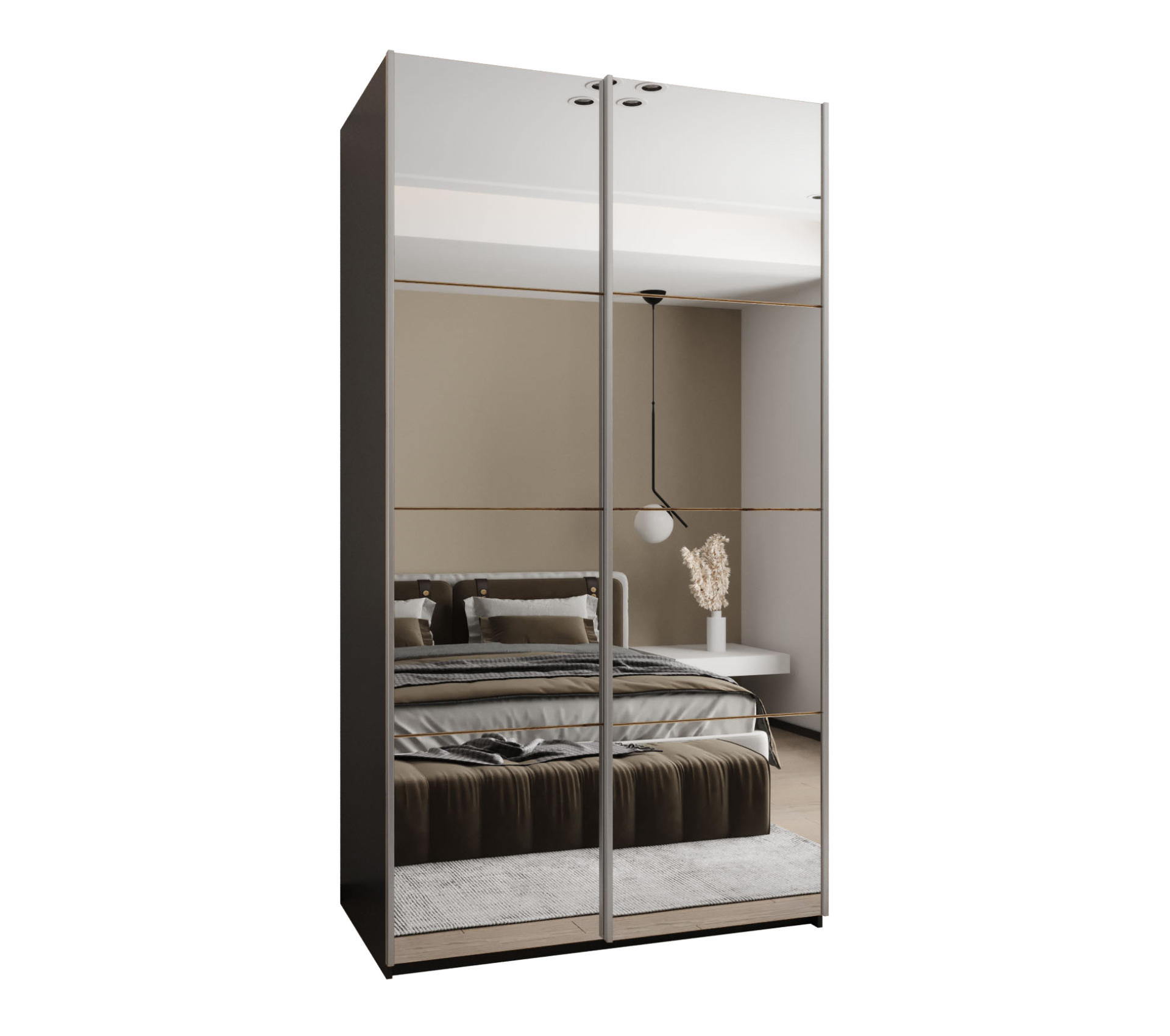 Szafa przesuwna wysoka Lux 2 130 x 64 x 245,5 cm czarny + artisan + u. srebrny - Abiks Meble