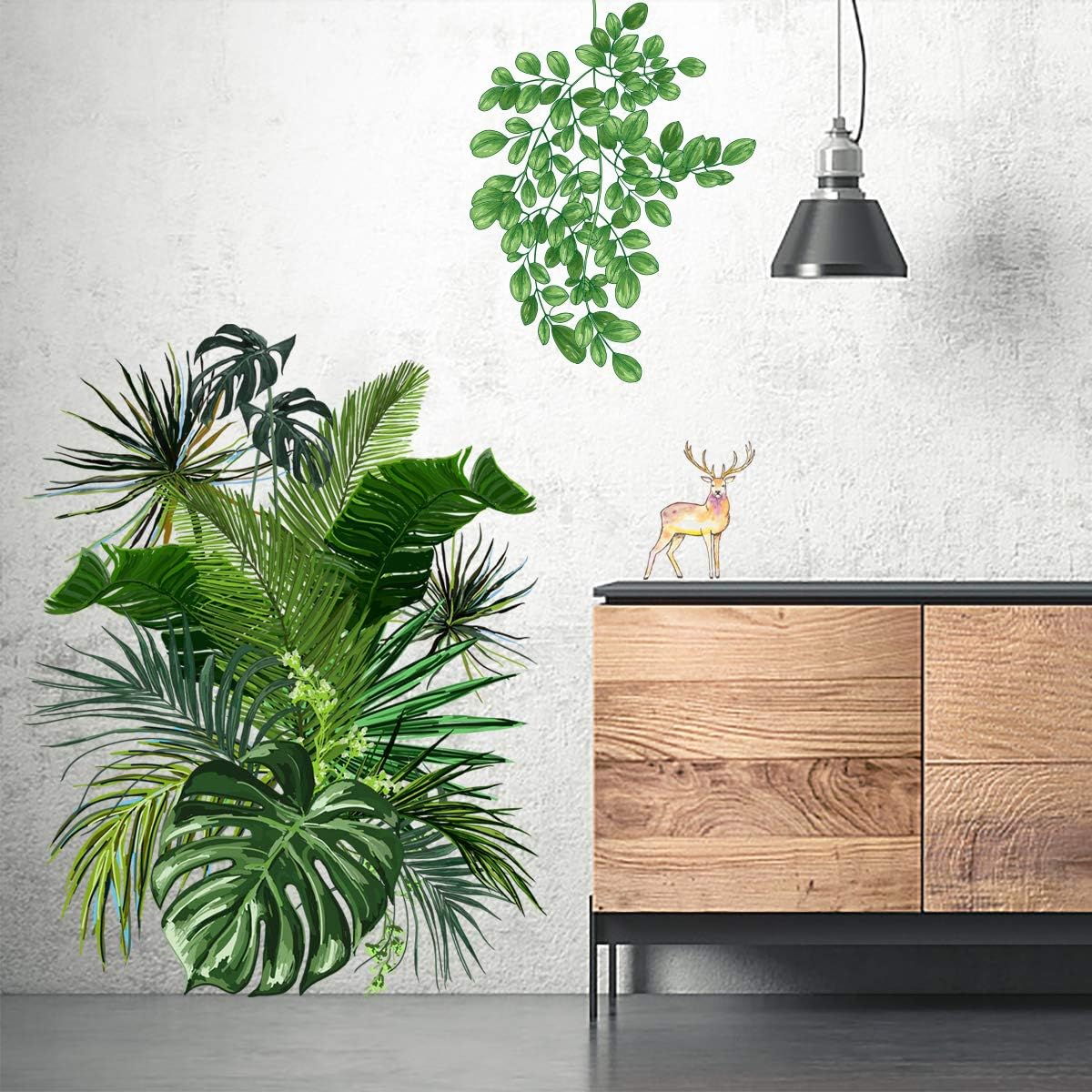 Naklejki Ścienne Zielone Rośliny Naklejki Ścienne Tropikalne Rośliny Nordyckie Liście Monstera Ogród Mała Świeża Dekoracja Domu