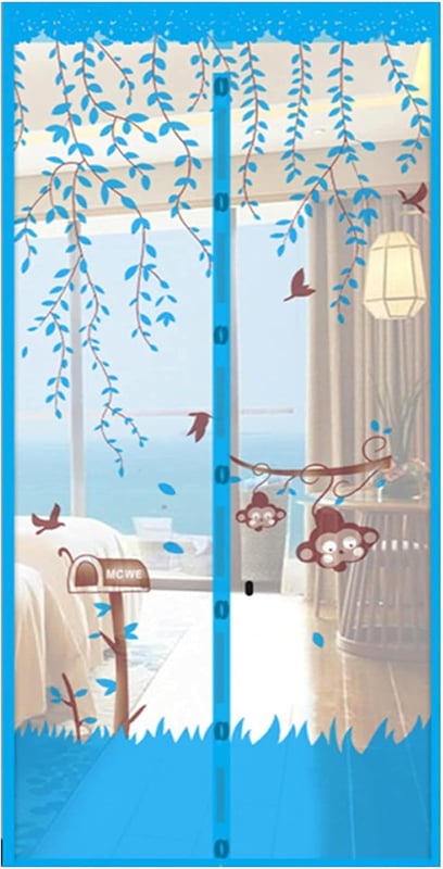 Magnetyczna moskitiera na okno z automatycznym zamykaniem (niebieska, 90 x 210 cm)