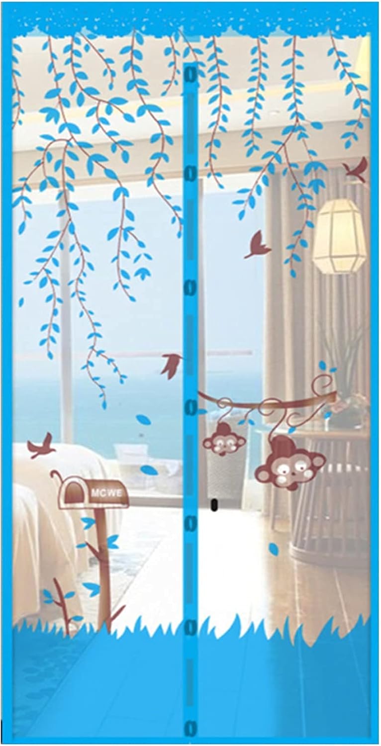 Moskitiera magnetyczna samozamykająca się do okien (niebieska, 100 x 210 cm)