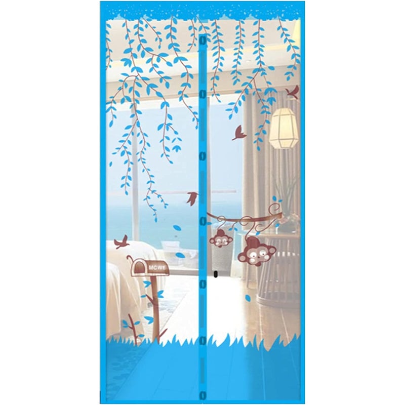 Moskitiera magnetyczna samozamykająca się do okien (niebieska, 100 x 210 cm)