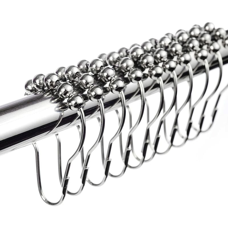 Zestaw 48 pierścieni do zasłony prysznicowej ze stali nierdzewnej z systemem przesuwnym, 70x40mm