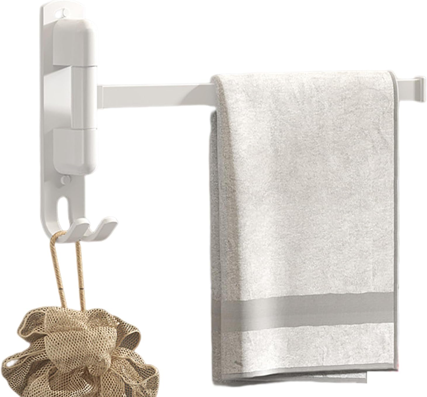 Samoprzylepny wieszak na ręczniki ze stali nierdzewnej, obrotowy o 180°, z 1-ramiennym drążkiem obrotowym do łazienki i kuchni