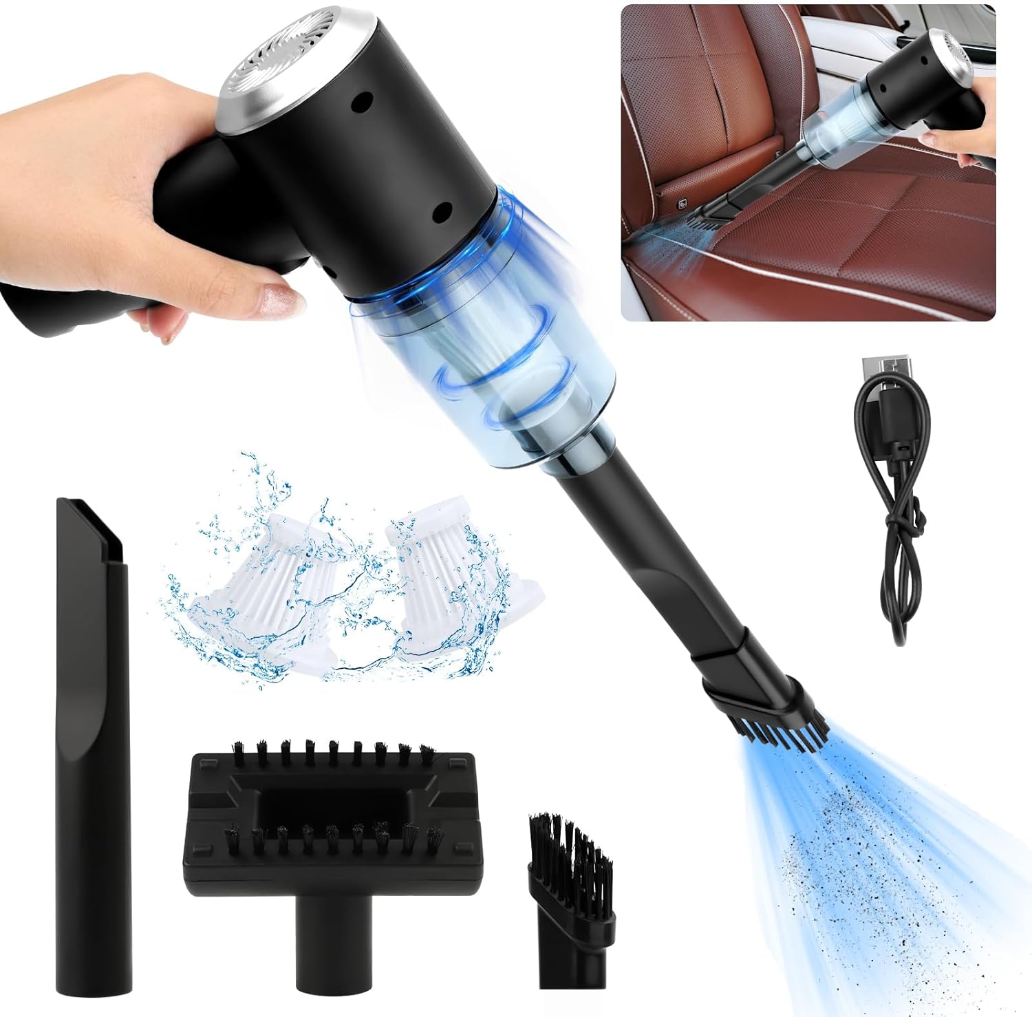 Aspirateur à Main Sans Fil 120W - Portable Pour Voiture, Maison - Batterie 2000mAh