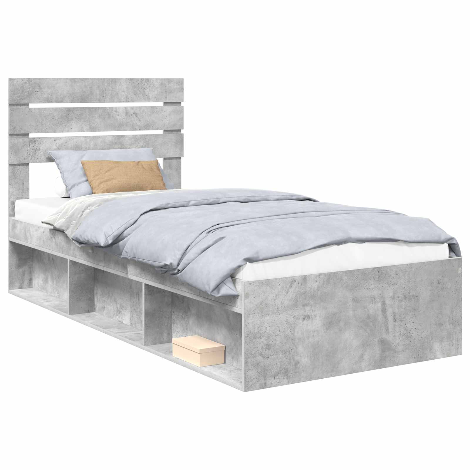 Cadre de lit Gris Béton 100 x 200 cm Pin massif - 2
