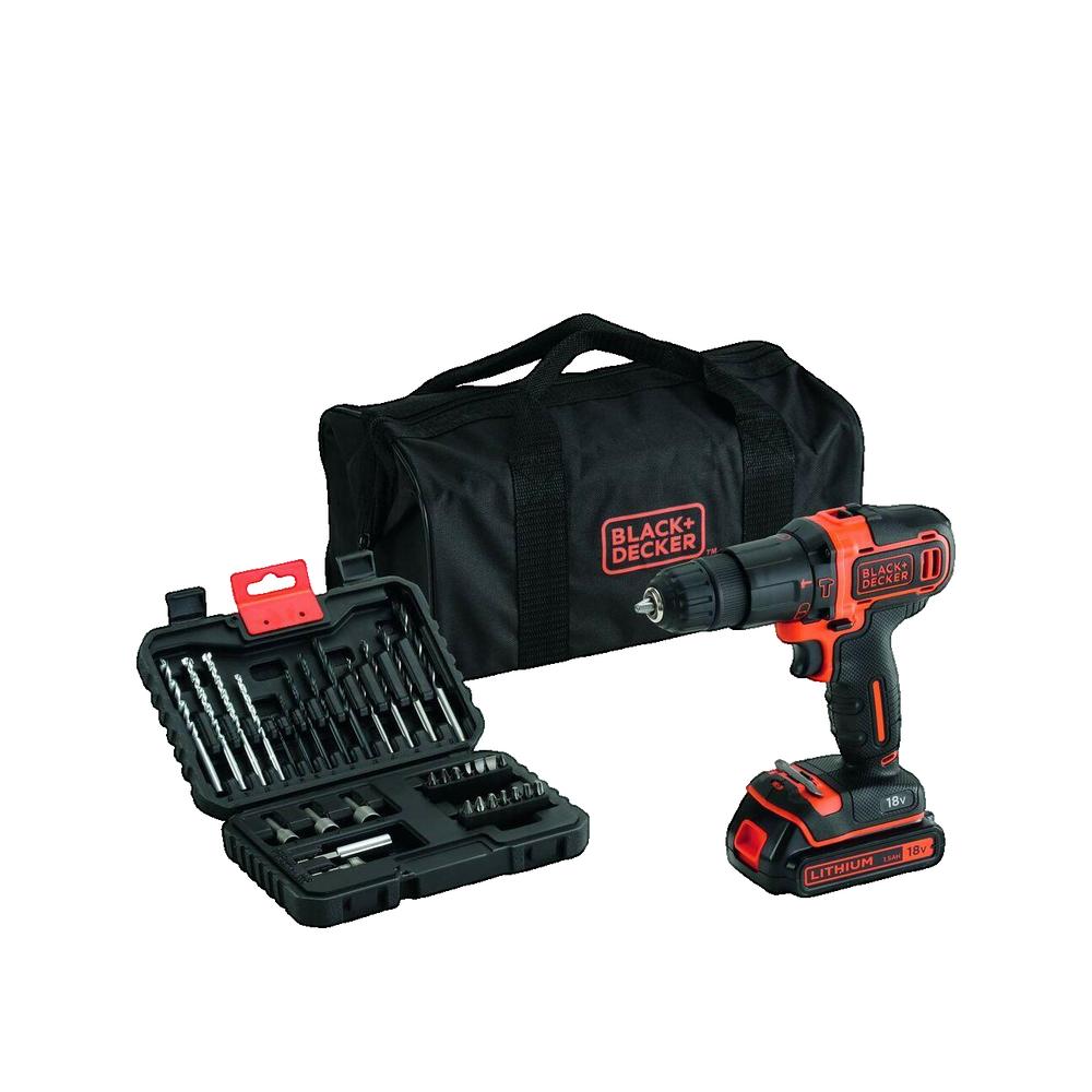 Perceuse-visseuse à percussion 18V dans un sac multi-usages avec 32 accessoires BLACK+DECKER BDCHD18S32 - INCLUANT 1 BATTERIE - 3