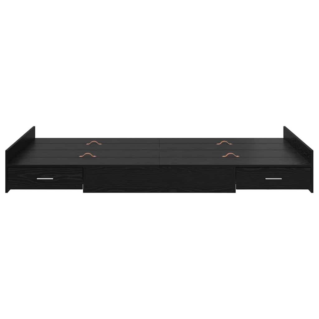 Cadre de lit avec rangement et tiroir, chêne noir, pour la chambre, 120 × 200 cm - 5
