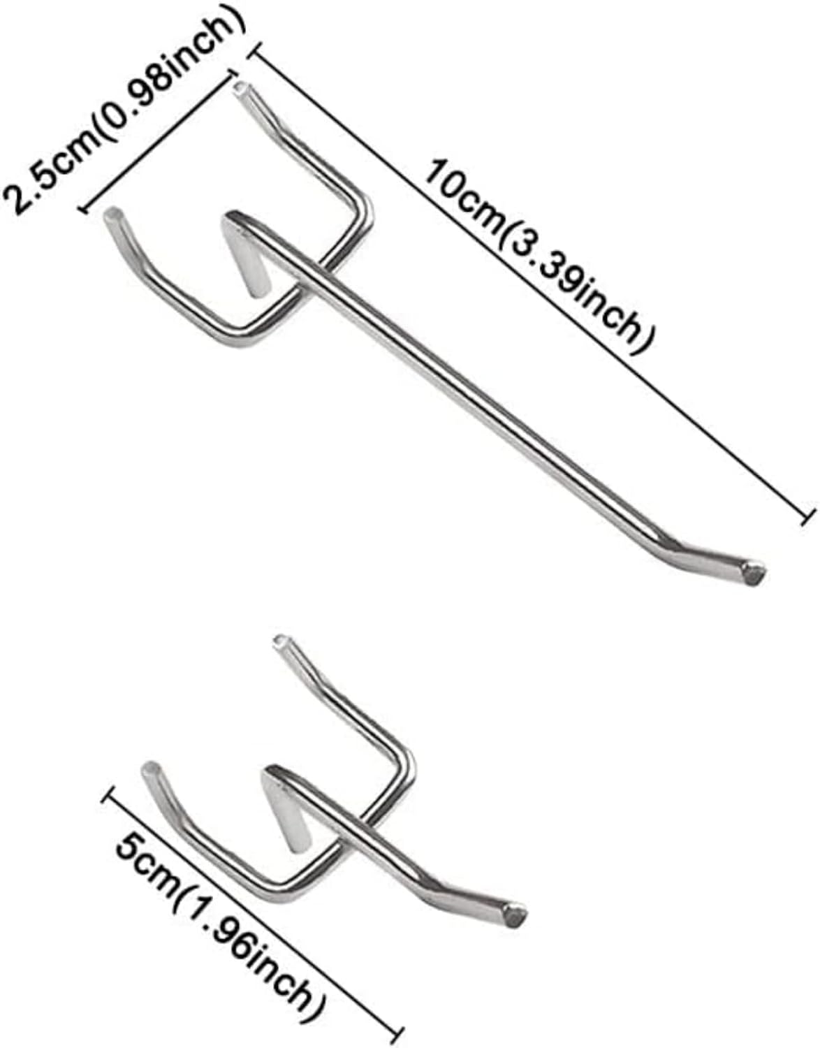 40 Pièces 10cm/5cm Crochets pour Panneaux Perforés Porte Panneau Mural Crochets Muraux pour les Outils d'Organisation,Étagères de Supermarchés,Racks à - 2