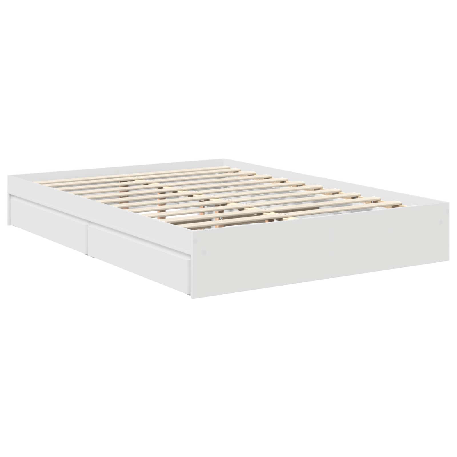 Lit de rangement blanc 140 x 190 cm en panneau de bois - 6