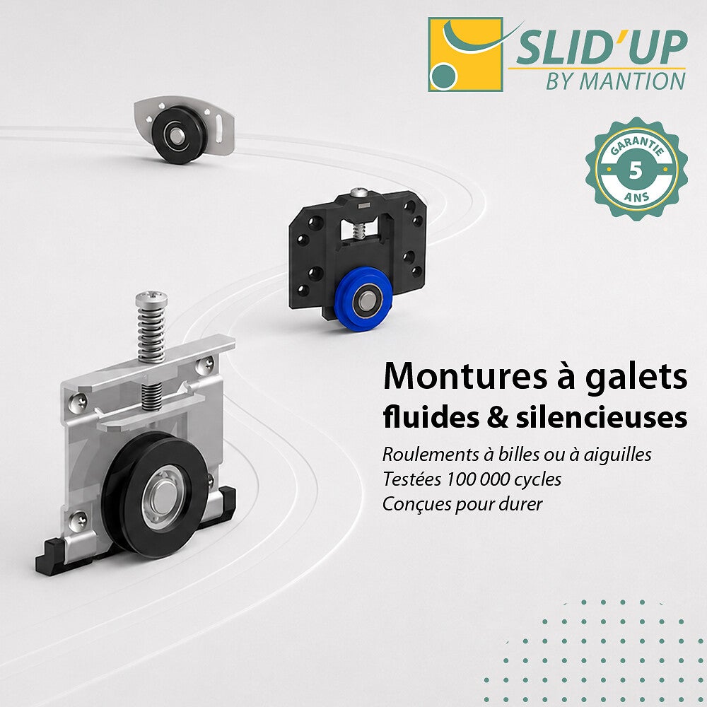 Système coulissant SLID'UP 130 pour 2 ou 3 portes de placard - rail 1,94 m - 70 kg - 4