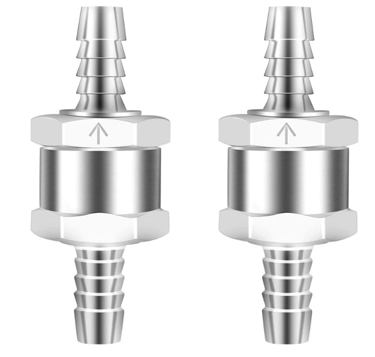 (59×7,9×5,9 mm) 2-częściowy zawór zwrotny paliwa ze stopu aluminium o średnicy 8 mm, jednokierunkowy zawór zwrotny do układów paliwowych benzynowych,