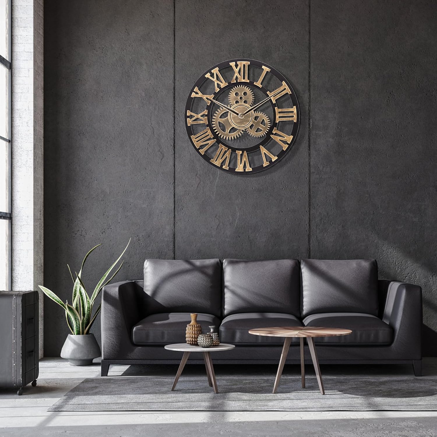 Grandes horloges murales rustiques Modernes en métal Rondes