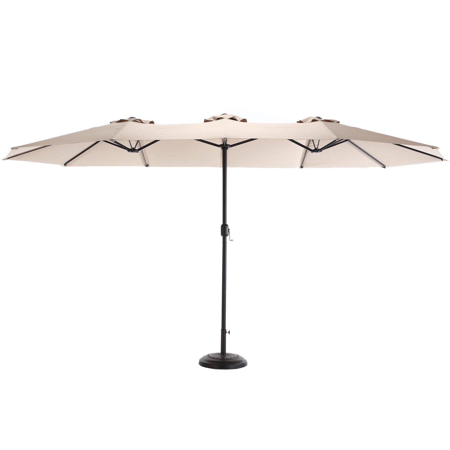 Grand Parasol Avec Manivelle, Parasol D'Extérieur Robuste, Parasol En Acier Sans Base, Auvent, L.450 x L.265cm (Kaki) - 4