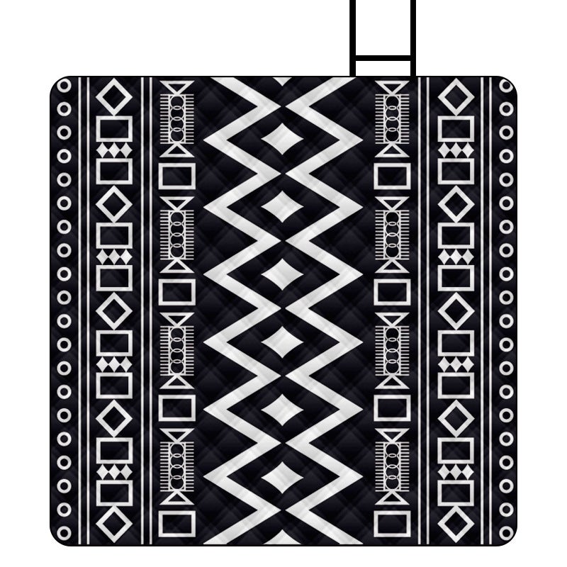 Estera de picnic de estilo étnico para acampar al aire libre, estera de picnic a prueba de humedad, 200*200 cm, onda negra