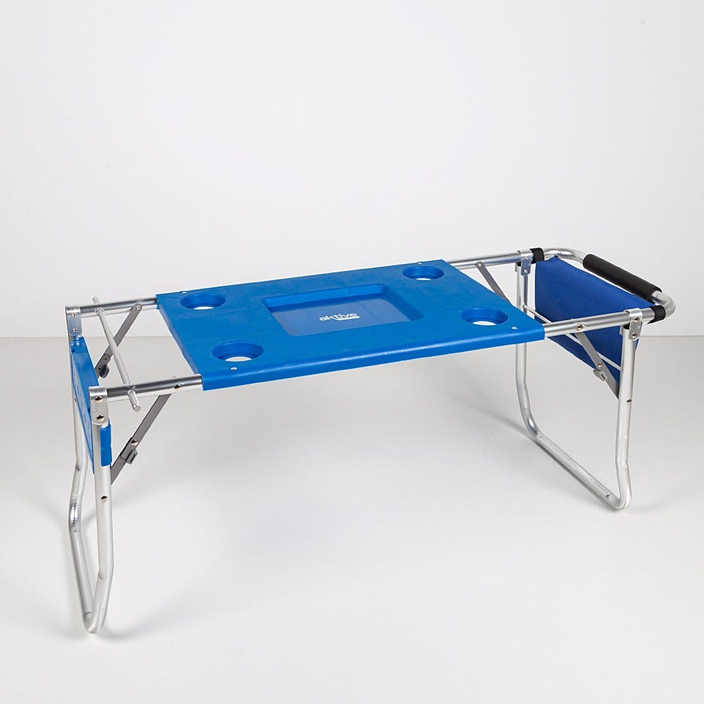 Carro De Playa Plegable Aktive - Aluminio, 40x40x63/100 Cm, Soporta 70 Kg, Con Ruedas Y Asa Telescópica