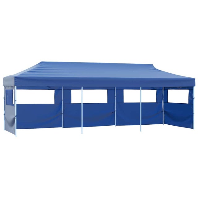 Tente de réception pliable avec 5 parois 3x9 m Bleu vidaXL
