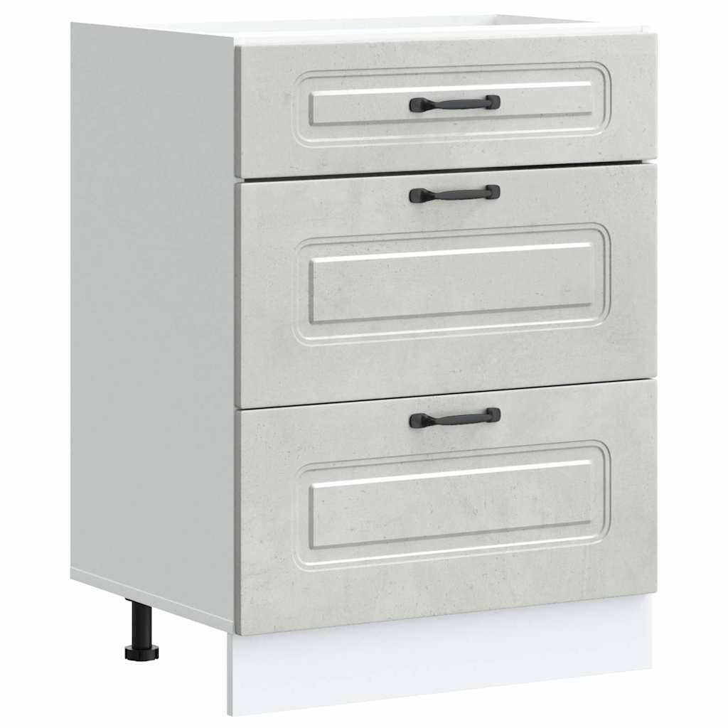 Mueble de cocina kalmar, gris hormigón, madera de ingeniería.