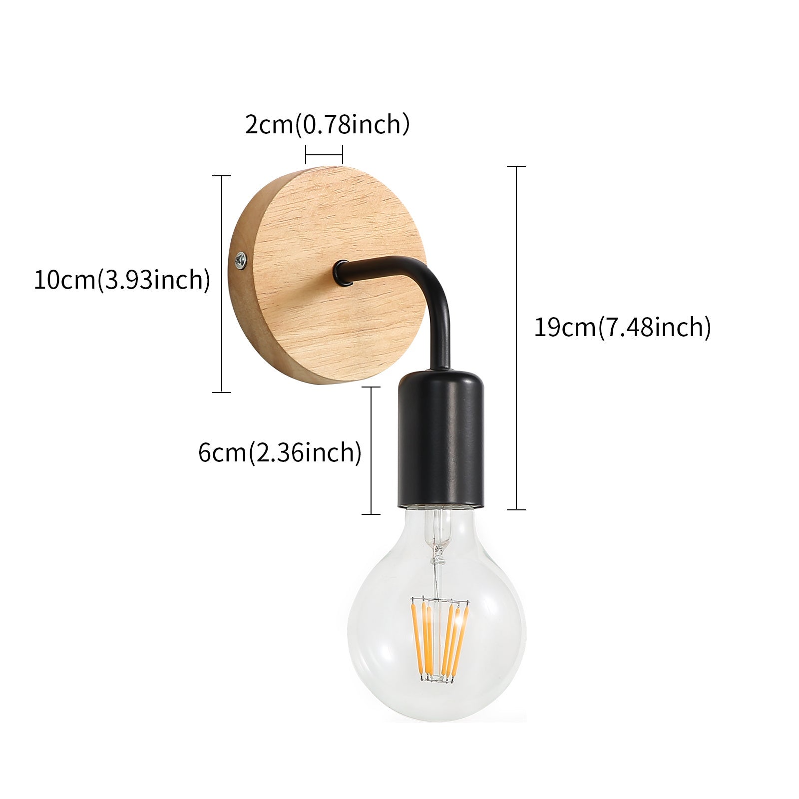 GOECO Applique Murale Interieur Industrielle 2 Pack, Lampe Murale en Bois Métal, Appliques Wall Decoration Murale Rétro pour Salon, Chambre , Le p - 5