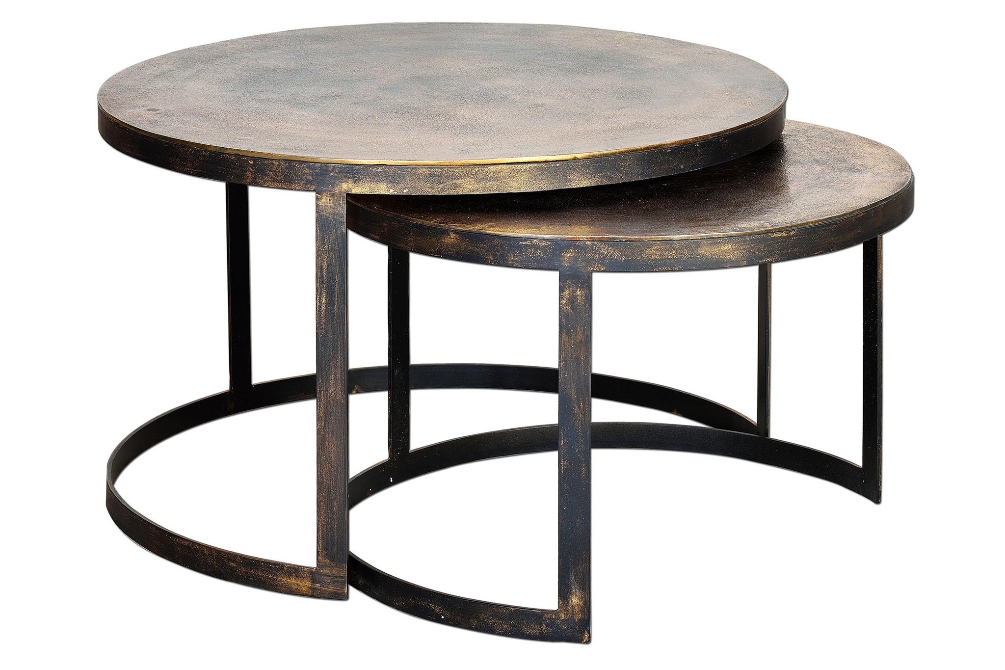 Duże stoliki kawowe z brązu (76 cm), małe stoliki kawowe z brązu (66 cm) w stylu industrialnym - 46x76x76 GYC