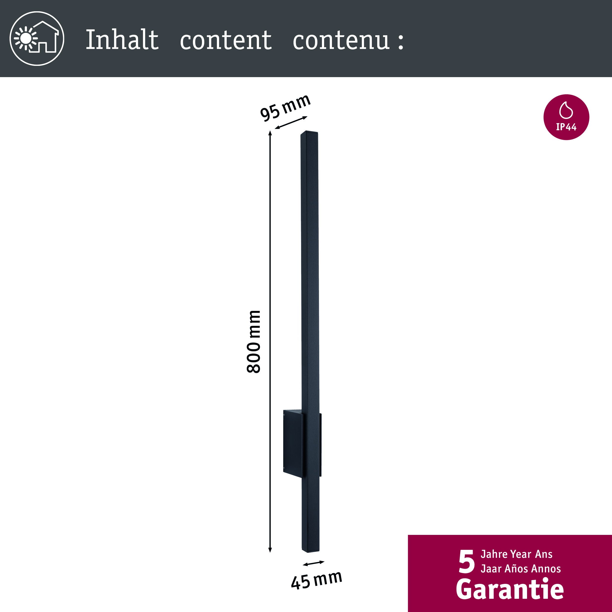 Applique d'extérieur LED Stan résistant à l'eau de mer IP44 800mm 3000K 11,5W 300lm 230V Anthracite Aluminium - 4