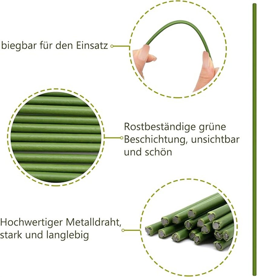 Lot de 20 tuteurs flexibles pour plantes,tiges de support pour plantes,tuteurs de jardin,utilisation intérieure(avec pince pour orchidées)-QWINERN - 7