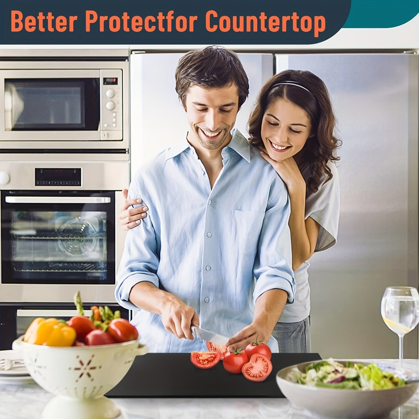 Planche à découper en acrylique avec rebord de protection, 45 x 35 cm, antidérapante pour plan de travail - 5