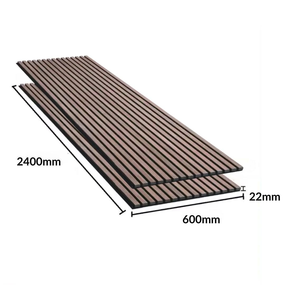 Lot de 4 Panneaux Acoustiques Murauxl- Tasseaux Finition Noyer - Fond Noir - 240x60x2,2cm - SILUMEN - 6