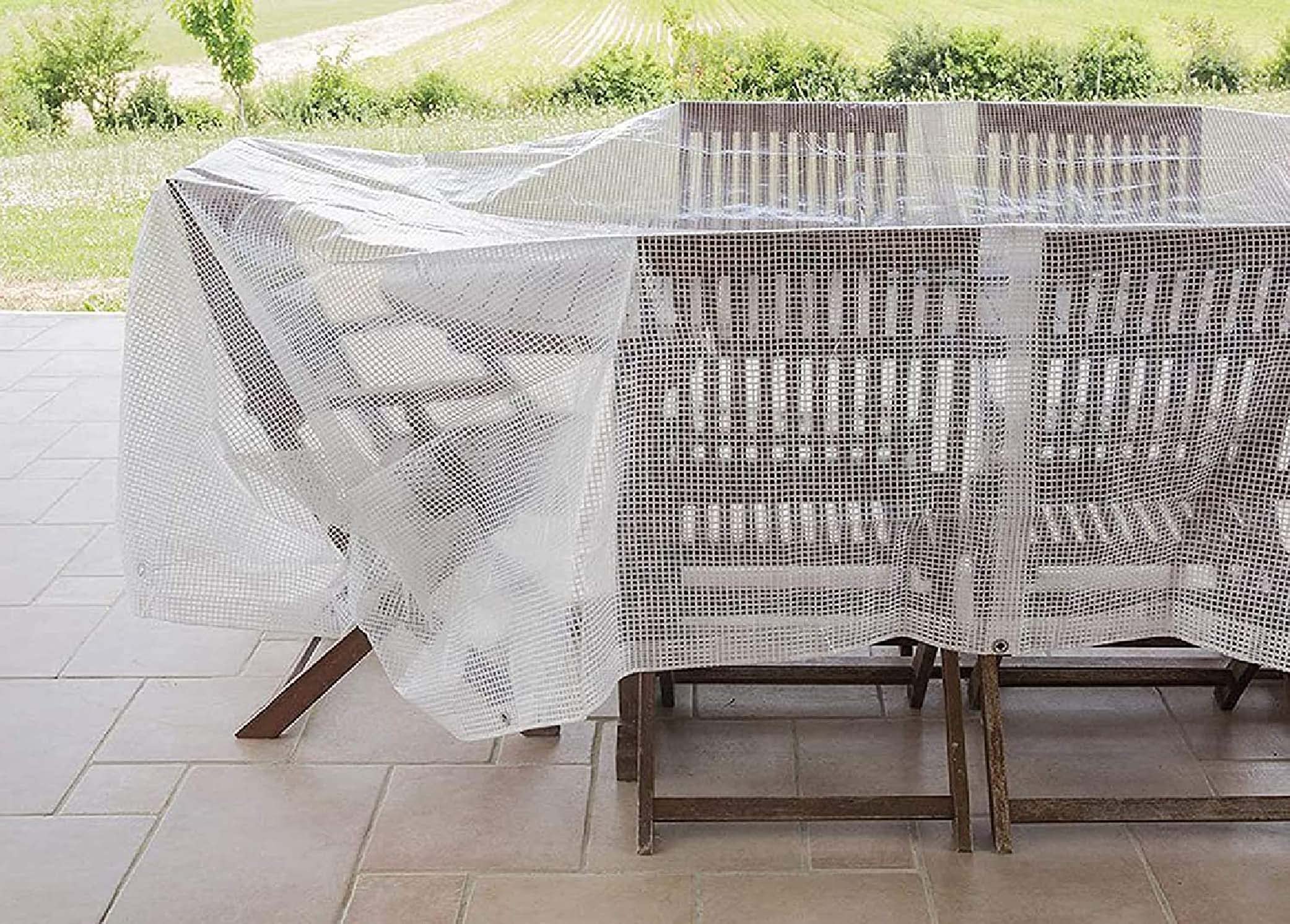 Telone Retinato Trasparente Kippen 130g/m&sup2; - 2x3 Metri (6m&sup2;) Con Occhielli