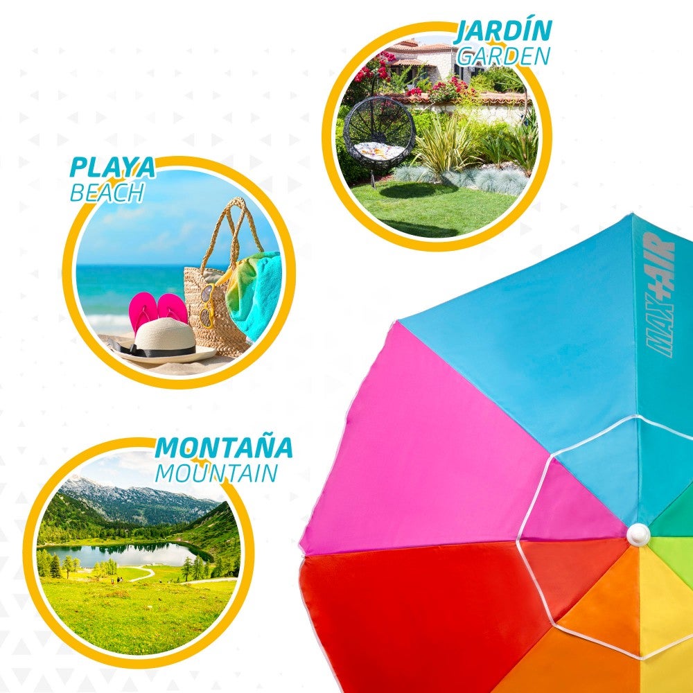 Guarda-sol de praia teto ventilado de 200 cm + proteção UV50 Aktive Beach - 7