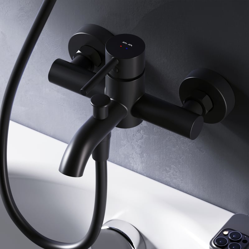 Mechaniczna bateria do wanny czarna bateria do łazienki bateria do wanny Spike FPA10022 AM.PM
