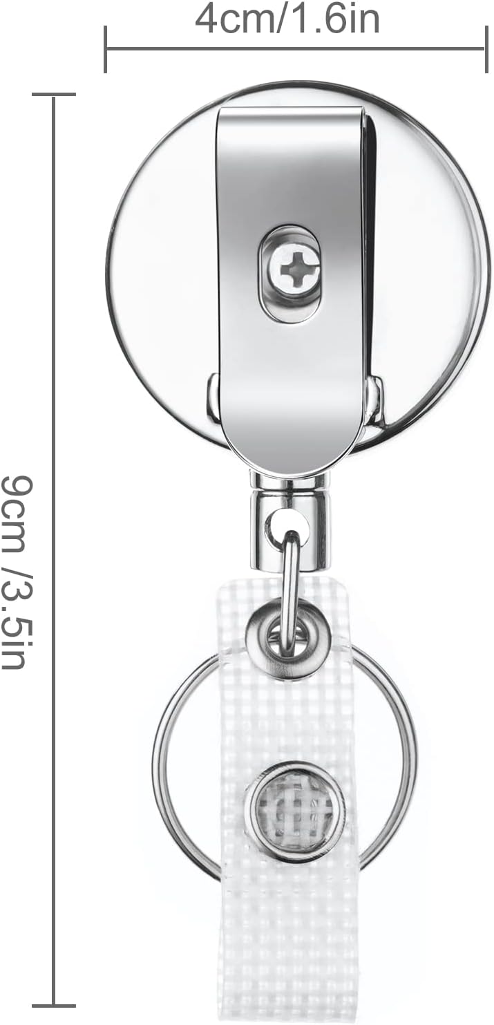 2PCS Porte-clés Retractable(Noir), Porte Badge Enrouleur,Porte Clef Enrouleur Badge Heavy Duty Avec Chaîne de Moulinet en Acier et Crochet,Rétractable - 2