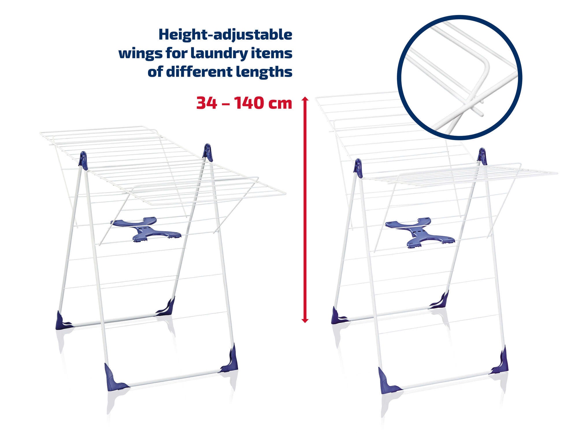 Leifheit étendoir à linge Classic 200 Flex 81408, séchoir à linge stable avec 20m d'étendage, hauteur réglable, blanc - 5
