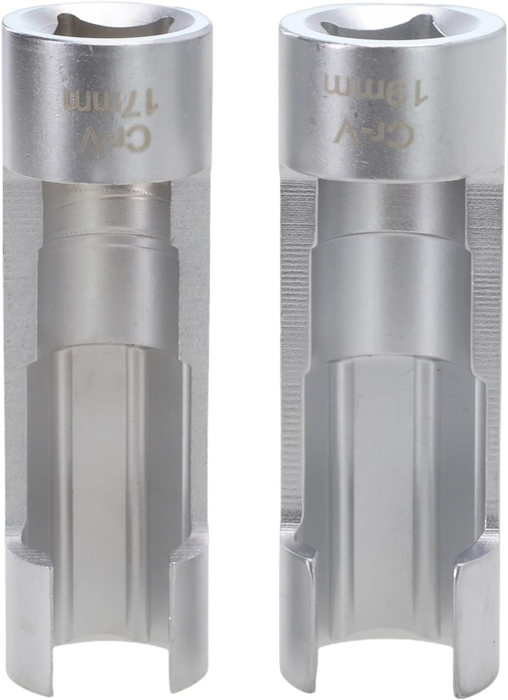 Zestaw 2 kluczy nasadowych 17 mm i 19 mm 1/2" ze stali chromowo-wanadowej do wtryskiwaczy Diesla i automatycznych sond lambda