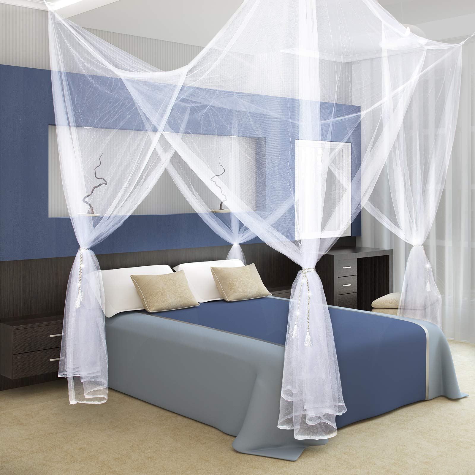 Moustiquaire pour terrasse, très grandes tailles et tissu conçu pour l'extérieur, moustiquaire gazebo, protection contre insectes pour auvent, Blanc - 4