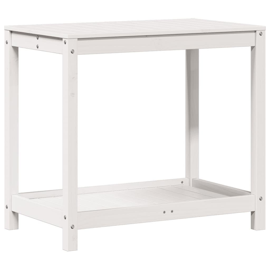 ITA Table De Jardin En Bois 76x38x89cm - Plan De Travail Galvanisé - 2 étagères Et Crochets - Idéale Pour Potager Et Balcon