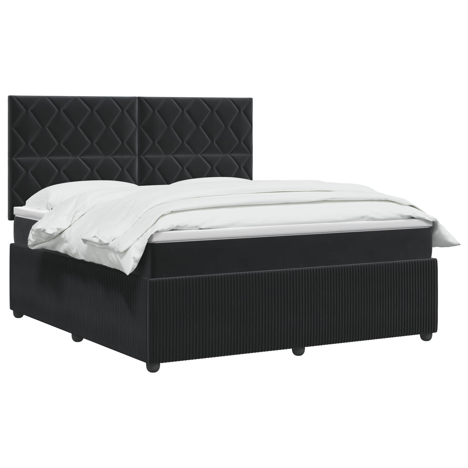 Cama box spring con colchón Negro 160 x 200 cm Terciopelo | Leroy Merlin