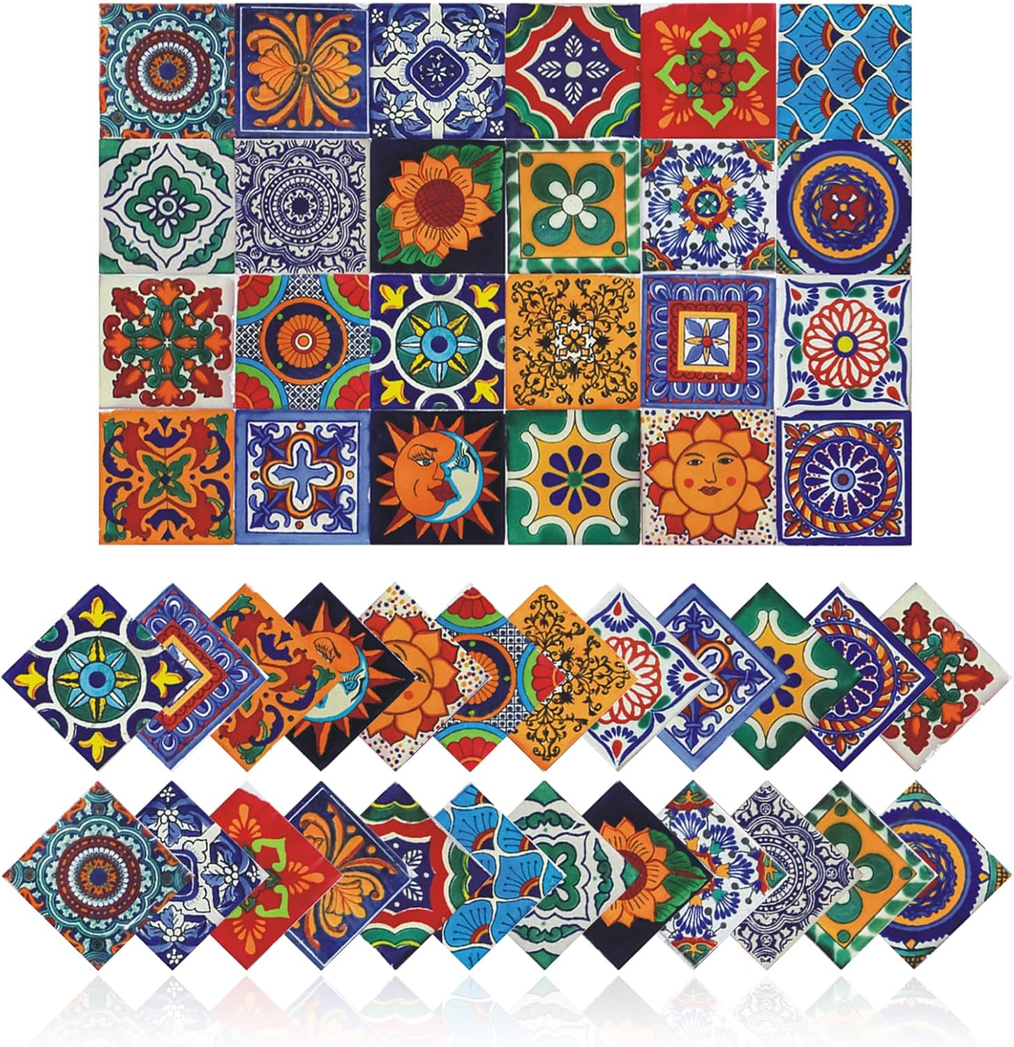 24 pegatinas de azulejos para decoración de pared, impermeables, de PVC, 2D, con diseño de mosaico retro (10 x 10 cm)