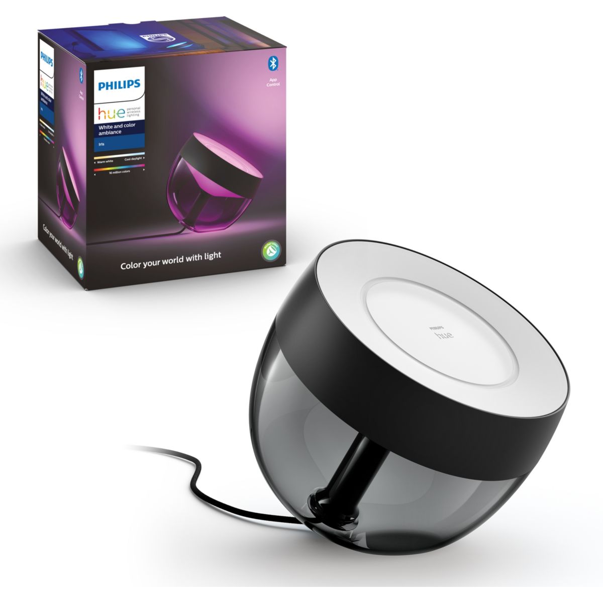 Lampa stołowa LED Iris Hue czarna 10W RGB Bluetooth