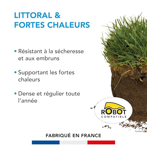 BARENBRUG - Gazon Littoral & Fortes chaleurs - Résistant Sécheresse et Embruns - Supportant Fortes Chaleurs - Dense et Régulier Toute l'Année - 5KG - 2