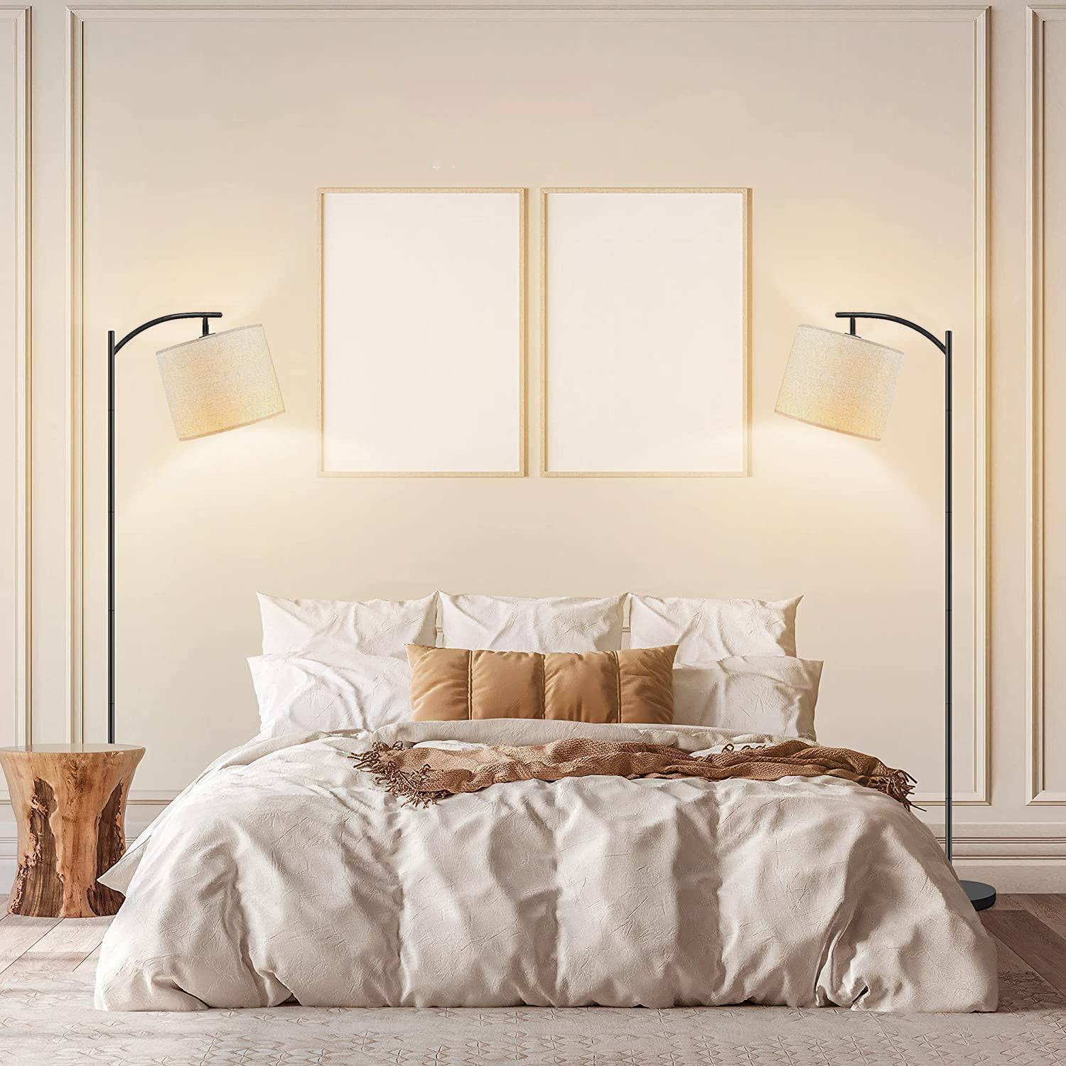 Lampadaire LED pour salon, lampadaire moderne avec abat-jour, lampes hautes avec interrupteur au pied, 3 températures de couleur (ampoule E27 incluse) - 3